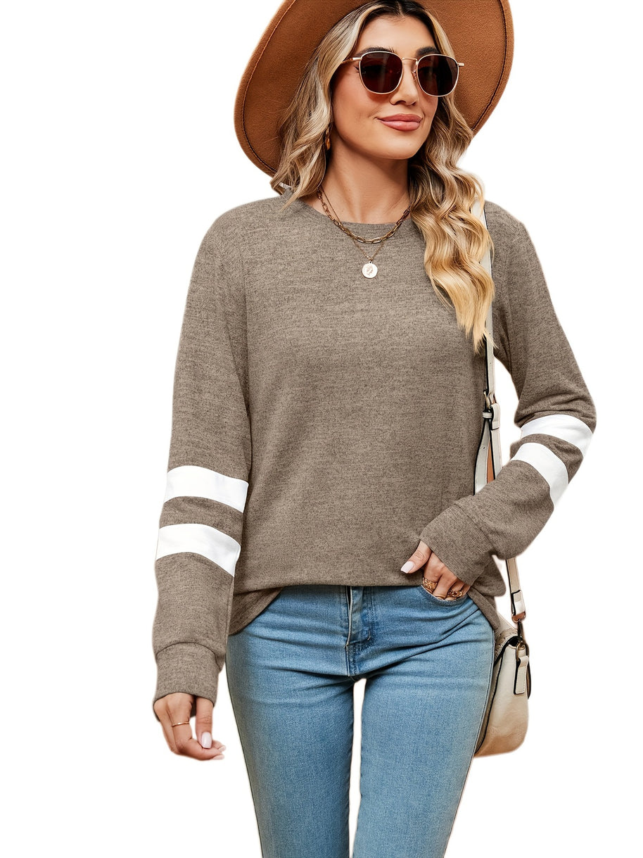 Damen sportliches Sweatshirt mit dekorativen Streifendetails WW