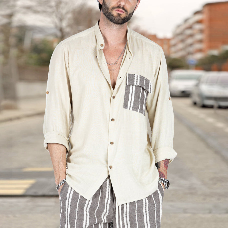 Herren luftige Sommerbluse mit Streifenmuster WW