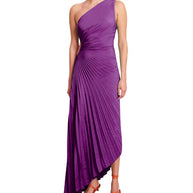 WW | One Shoulder Plissee Midi Kleid