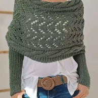 WW Hohl Langarm Gestrickter Schal Pullover