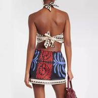 Damen Cut-Out Maxikleid mit asymmetrischem Design und floralen Mustern WW