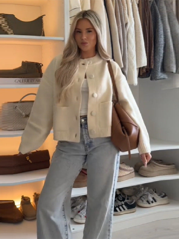 Damen Strickjacke mit übergroßem Schnitt und Knopfdetails WW