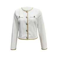 Damen elegante Kurzjacke mit klassischen Knopfdetails W&W