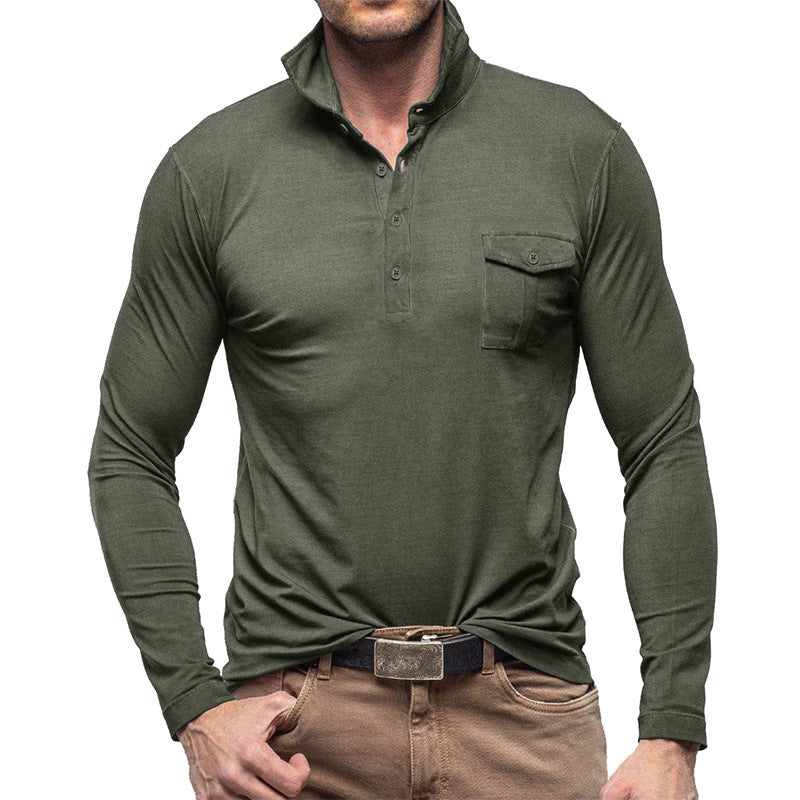 Herren Langarm Poloshirt mit modernem Stehkragen WW