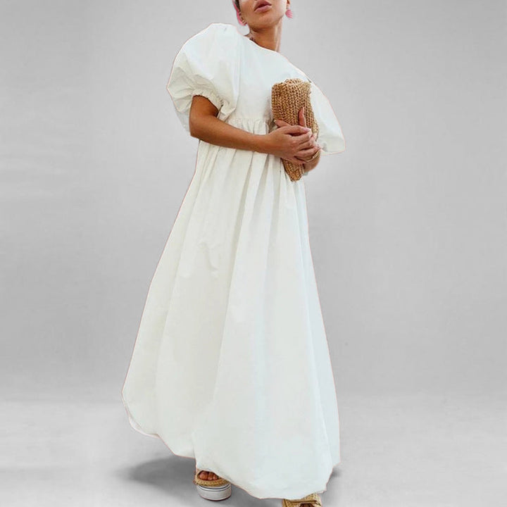 Damen Maxikleid mit voluminösen Ärmeln und hohem Taillenansatz W&W Mode