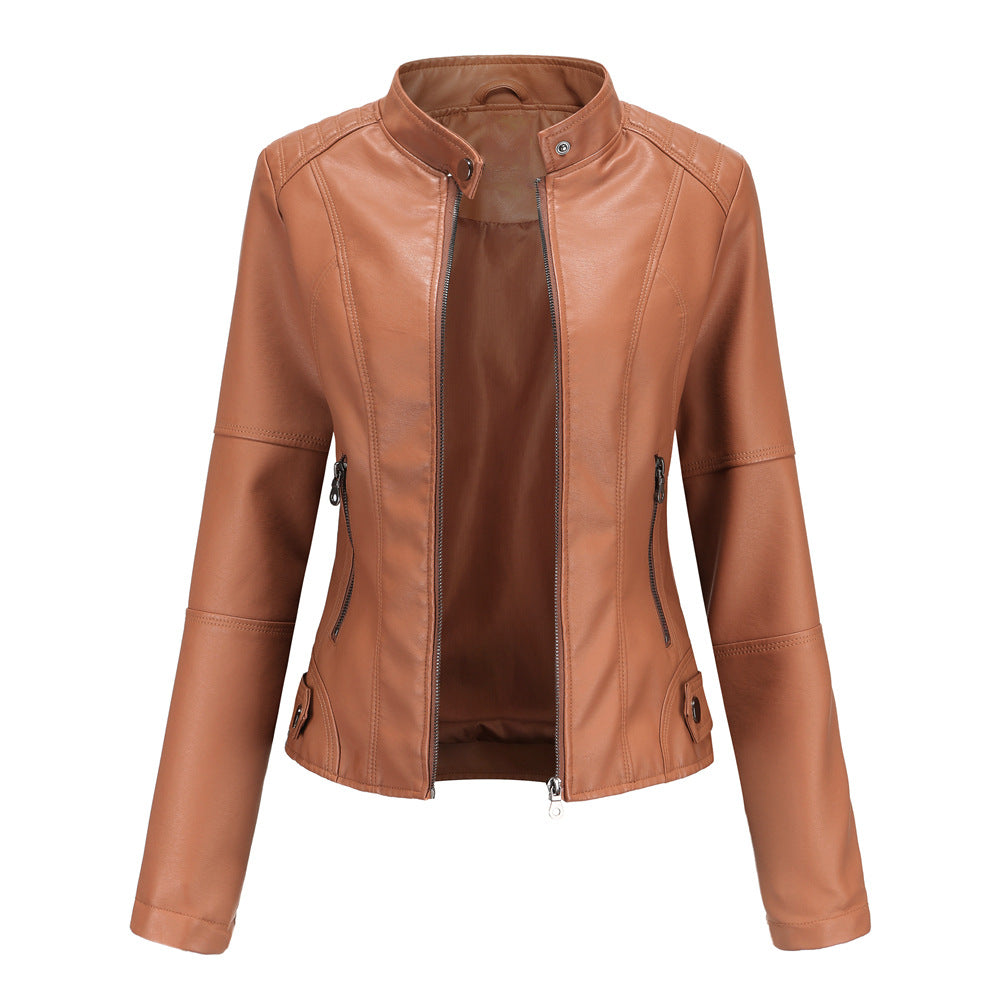 WW - Damen schlichte Kunstlederjacke für einen kantigen Look
