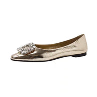 Damen Ballerina Flats mit spitzem Zehenbereich und dekorativem Strassschnalle WW