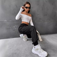 Damen Cargo-Hose mit elastischem Bund und praktischen Taschen WW