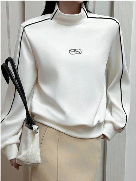 Damen Sportlicher Turtleneck-Pullover mit Kontrastnähten W&W Mode