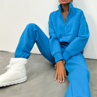 Damen Sportliches Freizeit-Loungewear-Set mit Stehkragen WW