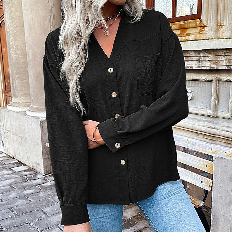 Damen Bluse mit lässigem Schnitt und dekorativen Knopfdetails WW