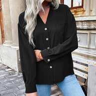 Damen Bluse mit lässigem Schnitt und dekorativen Knopfdetails WW
