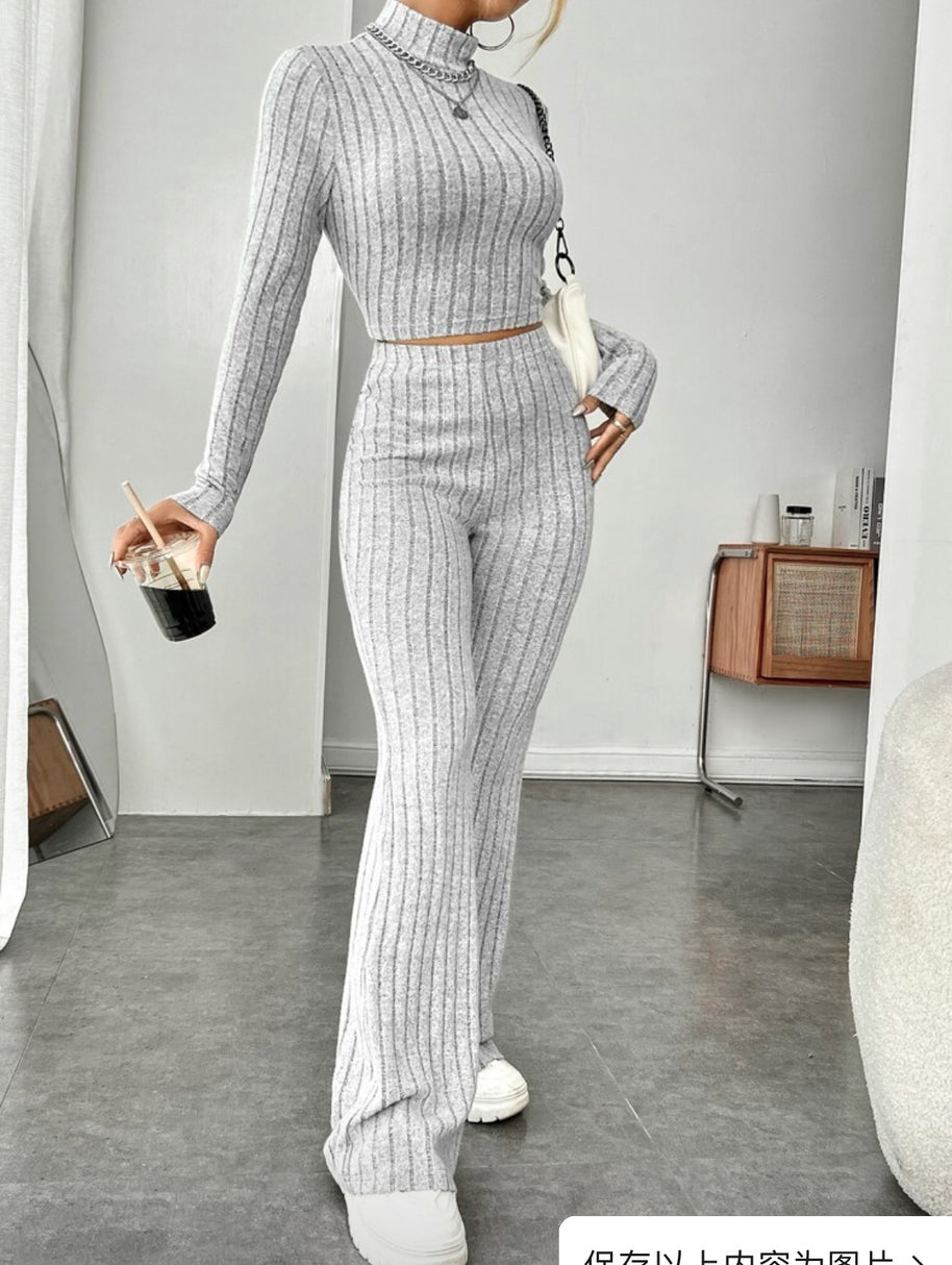 Damen sportliches Rippstrick-Loungewear-Set WW