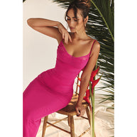 Damen Elegantes Maxikleid mit raffinierten Rüschendetails und verstellbaren Trägern W&W