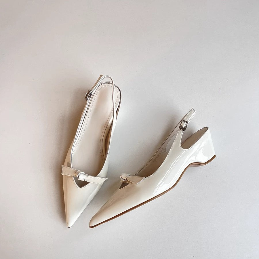 Damen Slingback Ballerinas mit spitzer Zehenpartie und dekorativem Bogen WW