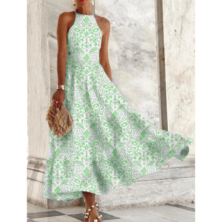 Damen Maxikleid mit elegantem Stehkragen und fließendem Rock W&W Mode