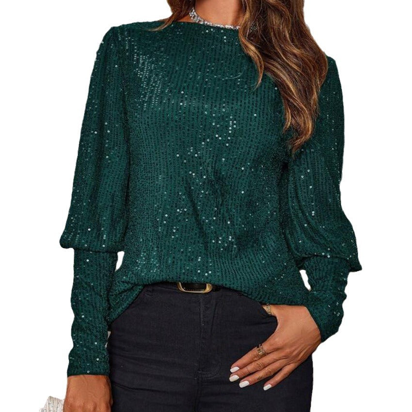 Damen Glitzerndes Langarmshirt mit strukturiertem Design WW