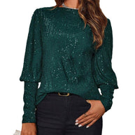 Damen Glitzerndes Langarmshirt mit strukturiertem Design WW
