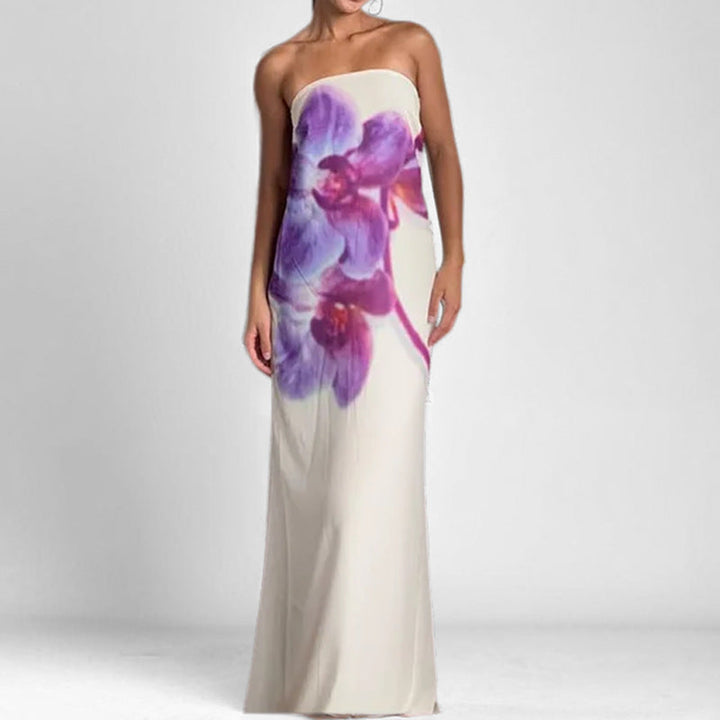 Damen Strapless Maxikleid mit floralem Druck und figurbetontem Schnitt W&W Mode
