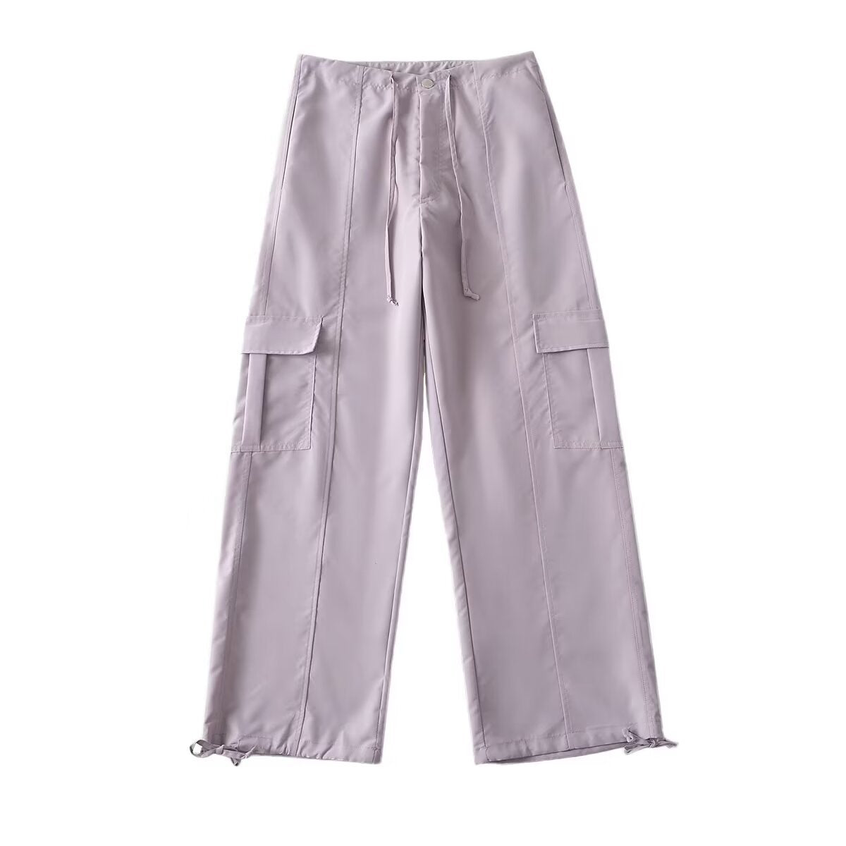 Damen bequeme Cargo-Hose mit verstellbarem Bund und funktionellen Taschen WW