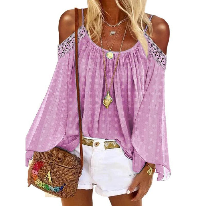 Damen Bluse mit schulterfreiem Design und Volants W&W Mode
