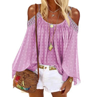 Damen Bluse mit schulterfreiem Design und Volants WW