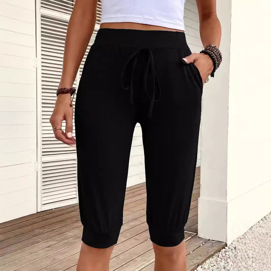 Damen bequeme Jersey-Shorts mit elastischem Bund und praktischen Seitentaschen WW