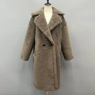 Damen Fleece-Mantel mit doppelter Knopfleiste und trendigem Schnitt WW
