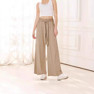 Damen Bequeme und stylische Weite Hose mit Taillengürtel WW
