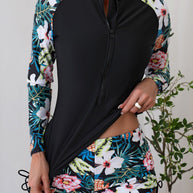 Damen Sportliches Rashguard mit kurzer Hose WW