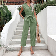 Damen Jumpsuit mit elegantem Knopfverschluss und schickem Taillengürtel WW
