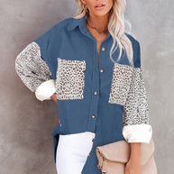 Damen Trendige Kordjacke mit Leo-Details WW