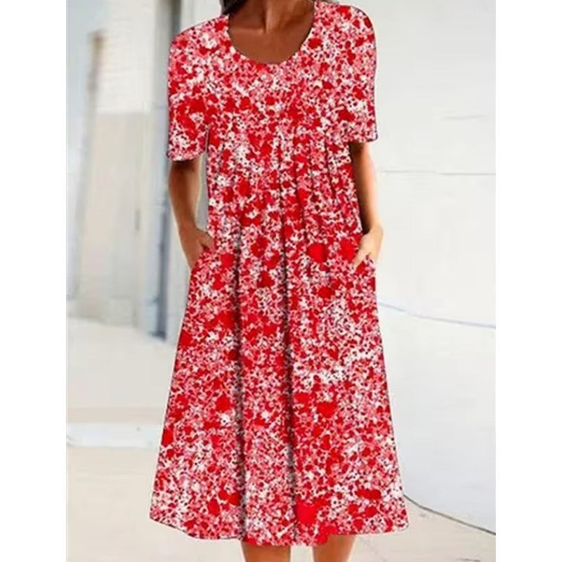 Damen Freizeitkleid mit verspieltem Blumendruck und praktischen Taschen W&W Mode