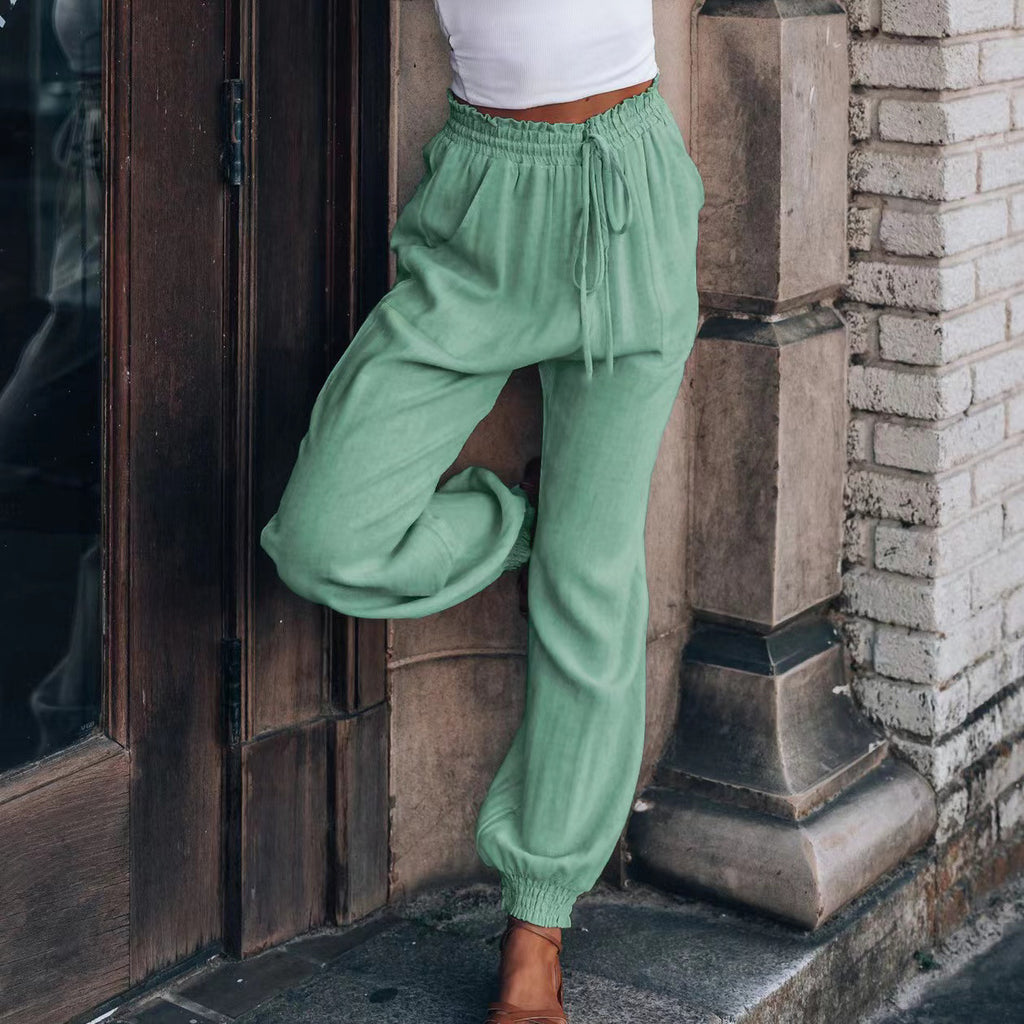 Damen bequeme Chino-Hosen mit elastischem Bund und praktischen Taschen