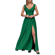 Damen elegantes Maxikleid mit seitlichem Schlitz