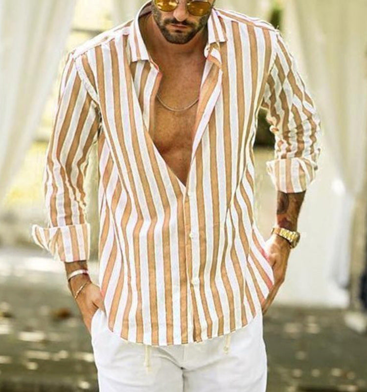 Herren Leinenhemd mit stylischem Streifenmuster und lässigem Schnitt WW