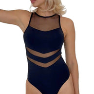 Damen Badeanzug mit transparenten Mesh-Einsätzen WW