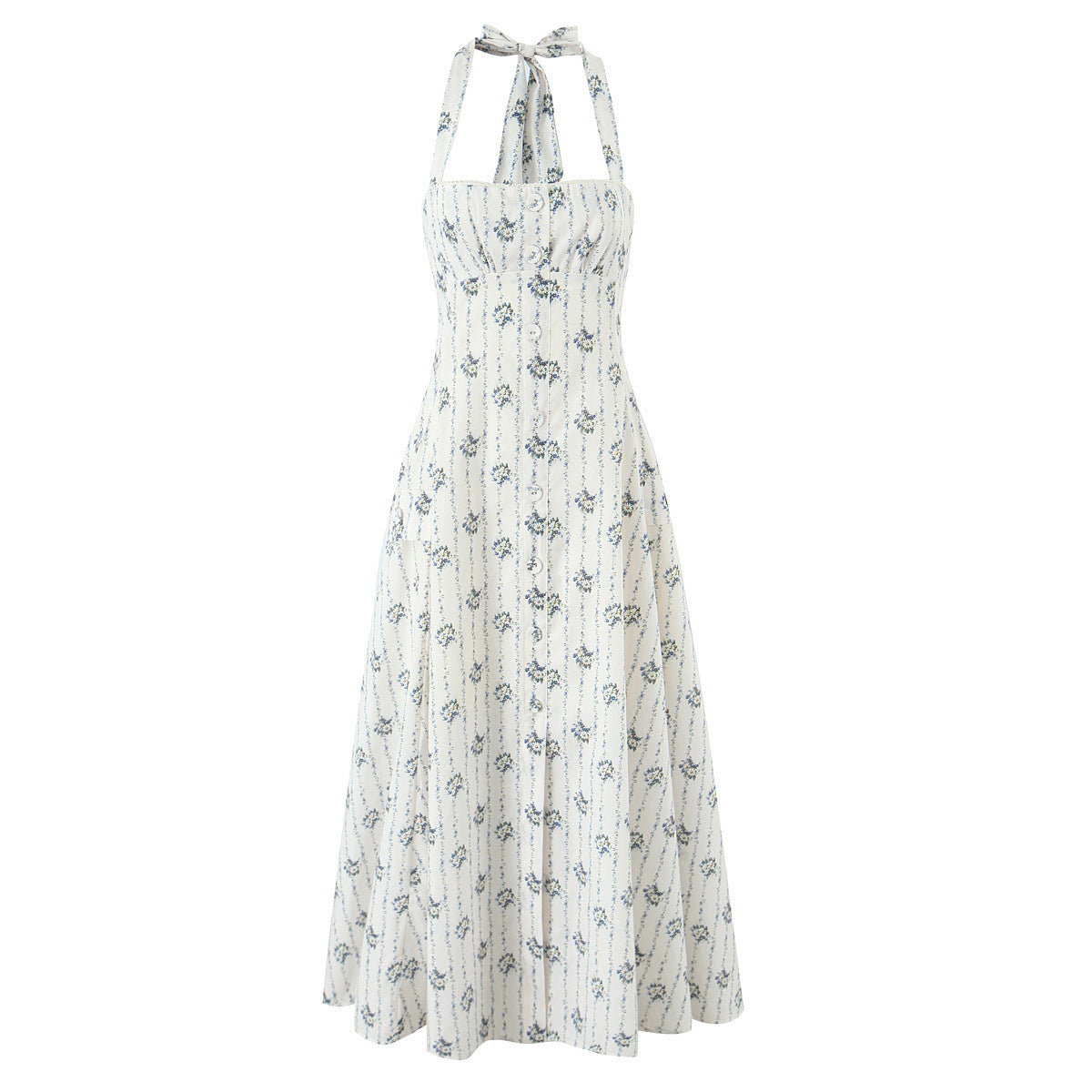 Damen A-Linien Sommerkleid mit floralem Muster WW
