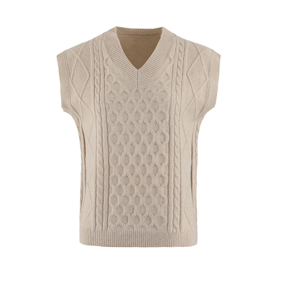 Damen Strickweste mit V-Ausschnitt und Kabelmuster WW