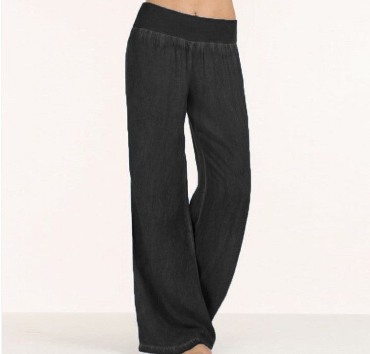 Damen weite Freizeithose mit elastischem Bund und softer Haptik WW