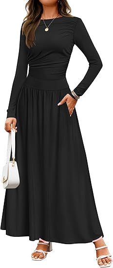 Damen Maxikleid mit langen Ärmeln und elegantem Wickeldesign WW