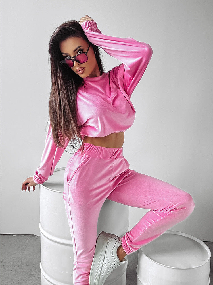 Damen sportliches Cropped 'Lounge-Set' mit elastischem Bund und praktischen Taschen WW