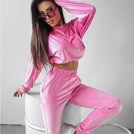 Damen sportliches Cropped 'Lounge-Set' mit elastischem Bund und praktischen Taschen WW