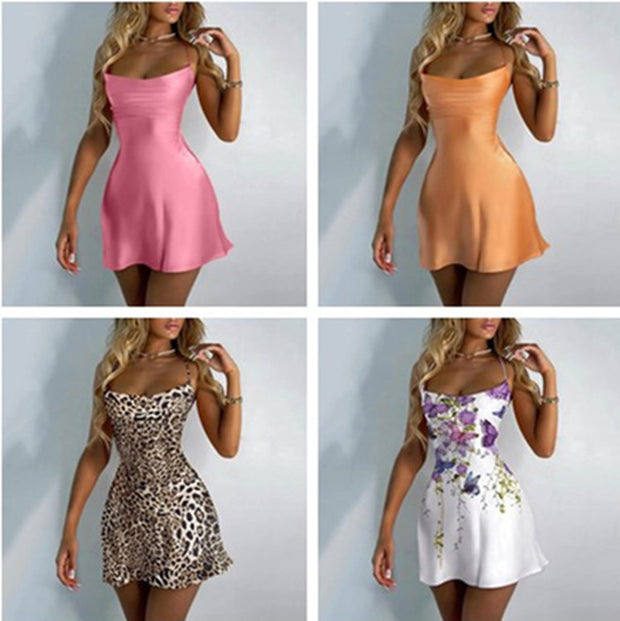 Damen Mini-Kleid mit tailliertem Schnitt und Spagettiträgern WW