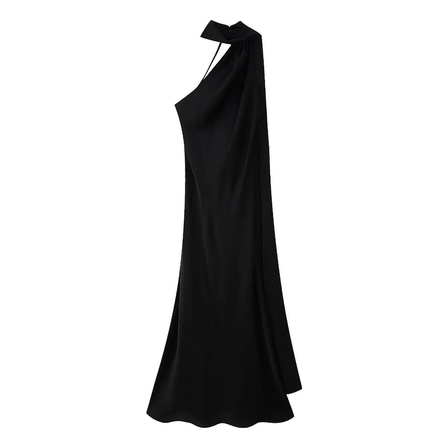 Damen Abendkleid mit elegantem Stehkragen und voluminösem Cape W&W