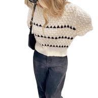 Damen Strickpullover mit strukturiertem Muster und hohem Kragen WW