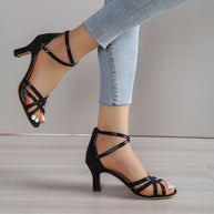Damen Sandalen mit eleganten Riemen und mittelhohem Absatz WW