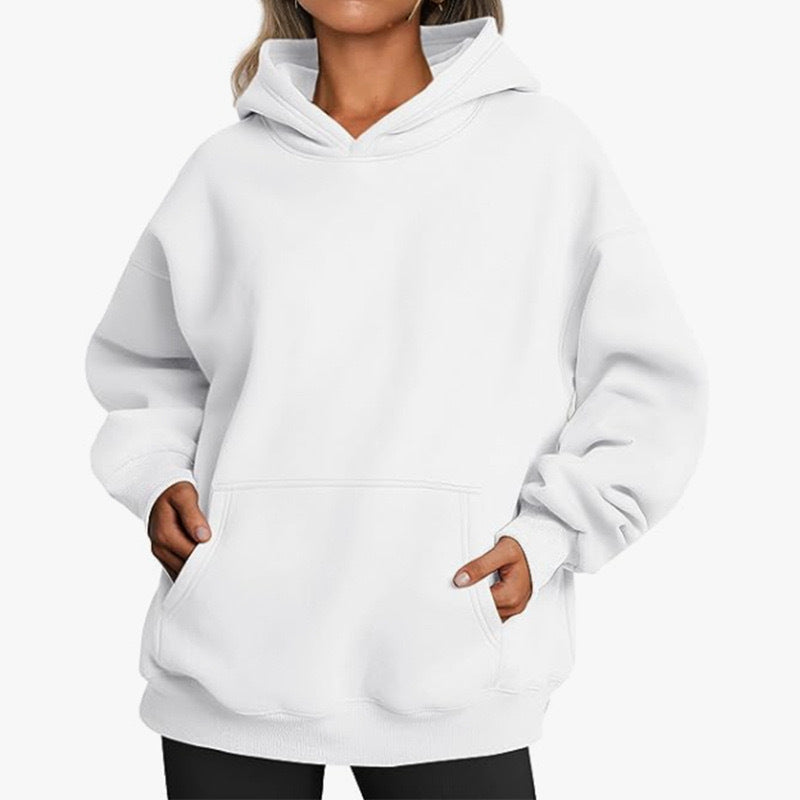 Damen oversized Kapuzenpullover aus weichem Baumwollmix mit praktischen Taschen WW