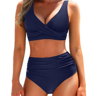 Damen Bikinis mit raffiniertem Wickeldesign und hoch geschnittenem Unterteil WW