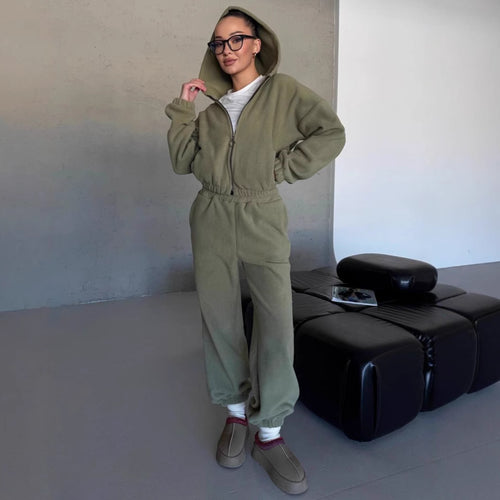 Damen bequeme Fleece-Jogginganzug WW